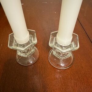 2 piece glass candle holders